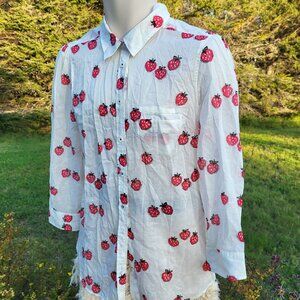 "Strawberry Fields Forever" ANTHROPOLOGIE Button-down Shirt